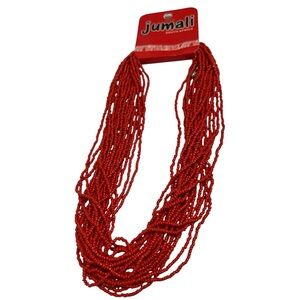 NWT Jumali South Africa Multi-Strand Red Beaded Necklace | Coral Style